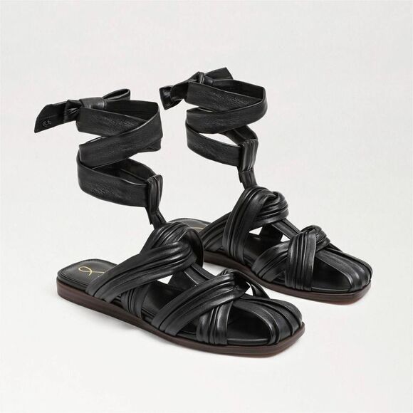 SAM‎ EDELMAN Imogene leather Wrap gladiator Sandals Sz 8 black boho lagenlook - Picture 1 of 7